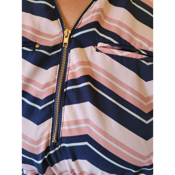 Wishful Park Chevron Mini Dress Sz M Pink Blue Graphic Short Sleeve Cute Colrful - Picture 4 of 11